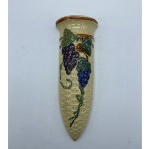 Antique Pottery Wall Pocket Flower Plant Vase Hand Painted Glazed Finish 8"